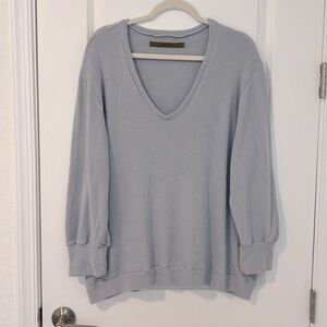 Enza Costa Oversized Slouchy Ribbed Long Sleeve Lounge Sweater Large Gray Blue